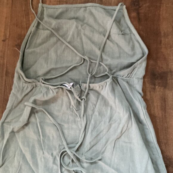 Princess Polly Sage Linen Halter Mini Dress Size 8 US - Picture 8 of 9